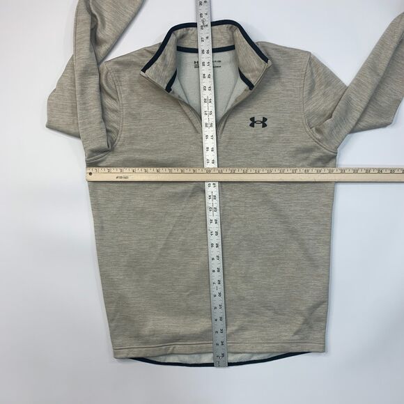 Under Armour Coldgear Sweatshirt Mens S Small Stone Beige Fleece Quarter Zip - Picture 5 of 12